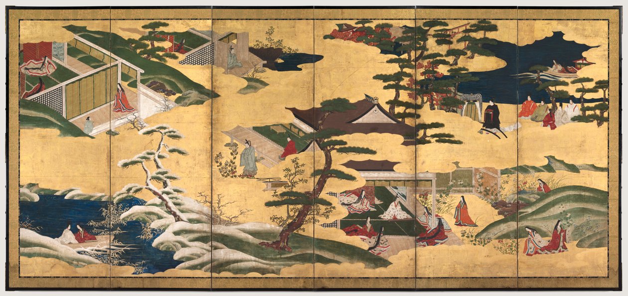 Sceny z Tale of Genji, koniec XVIII wieku. autorstwa Tosa School