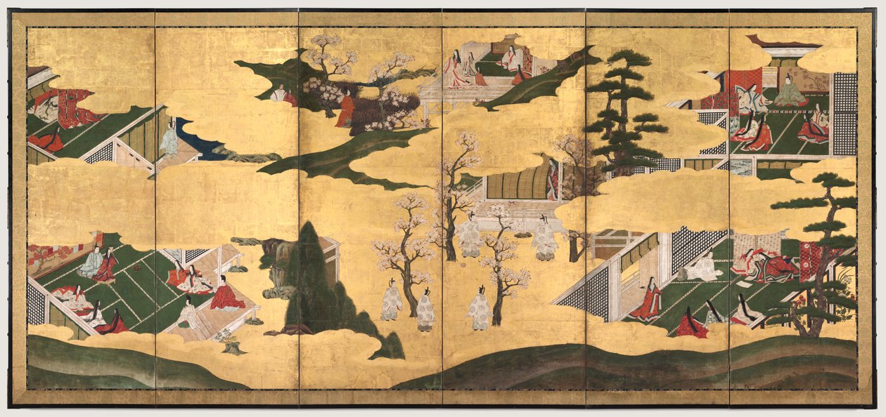 Sceny z Tale of Genji, koniec XVIII wieku. autorstwa Tosa School
