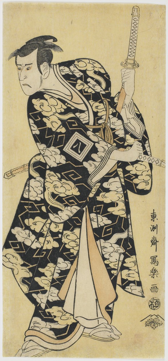 Ichikawa Yaozo III jako Fuwa no Banzaemon, 1794 (kolorowy drzeworyt) autorstwa Toshusai Sharaku