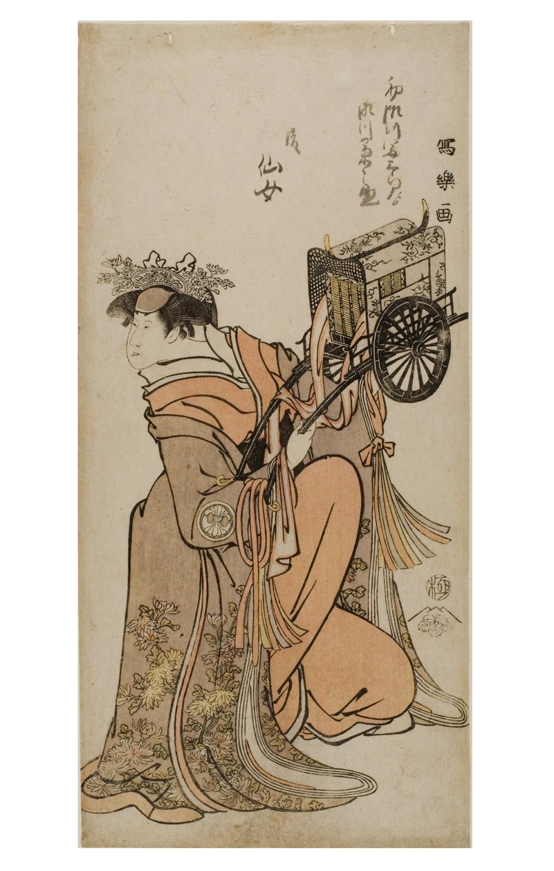 Aktorka kabuki Segwa Kikunojo III w roli kobiecej (onnagata), ok. 1794-1795 (drewno na papierze) autorstwa Toshusai Sharaku