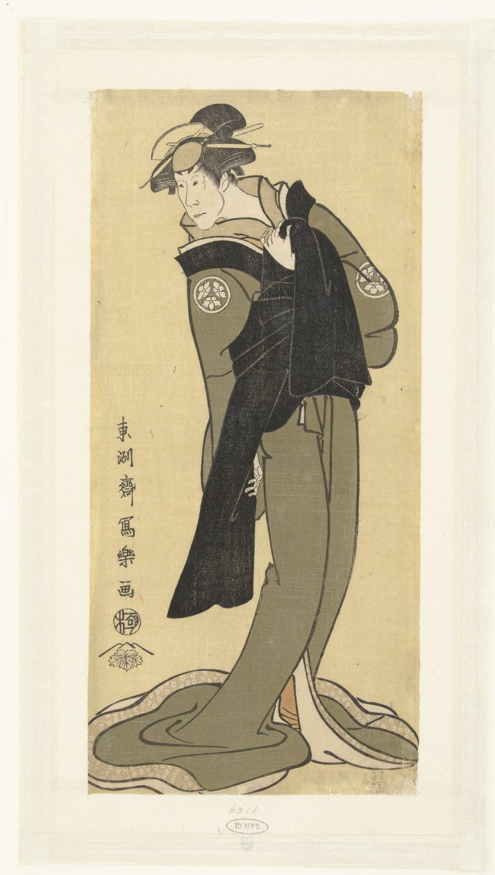Portret van Osagawy Tsuneyo II w vrouwenrol autorstwa Toshusai Sharaku