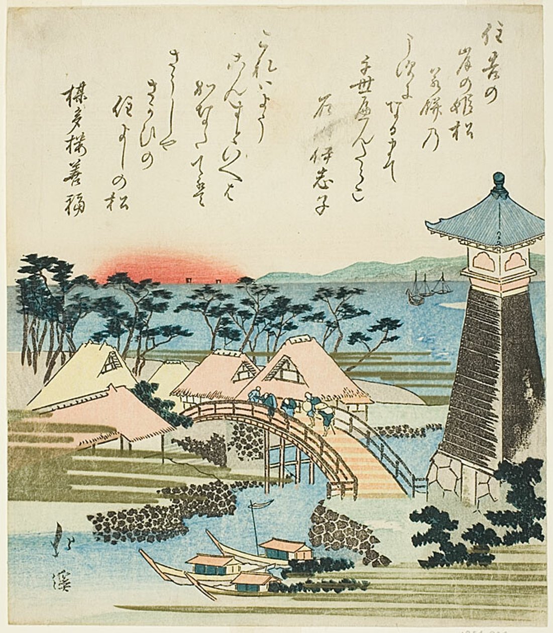 Latarnia morska w Sumiyoshi, Osaka autorstwa Totoya Hokkei
