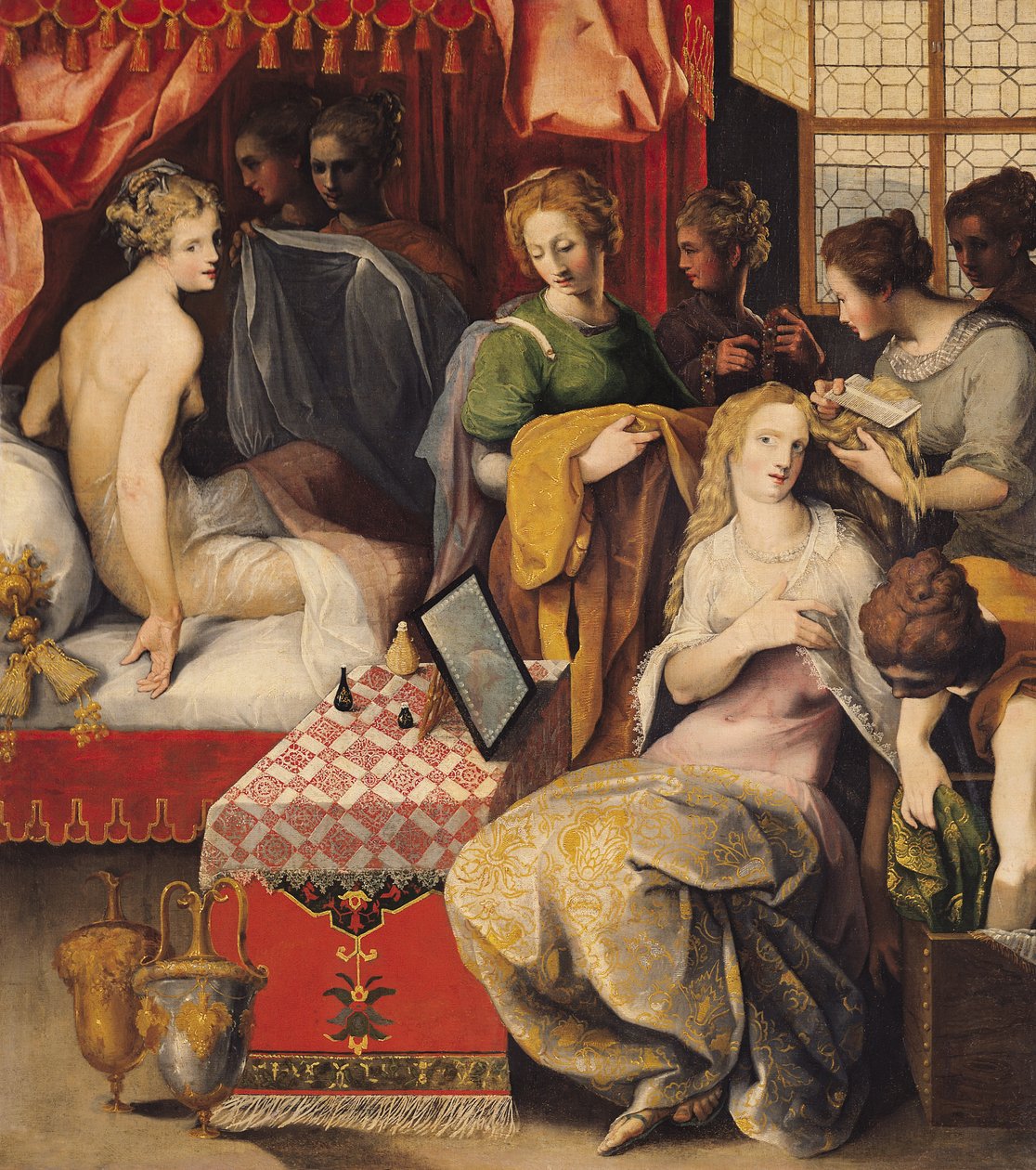 Hyante i Climene w toalecie? autorstwa Toussaint Dubreuil