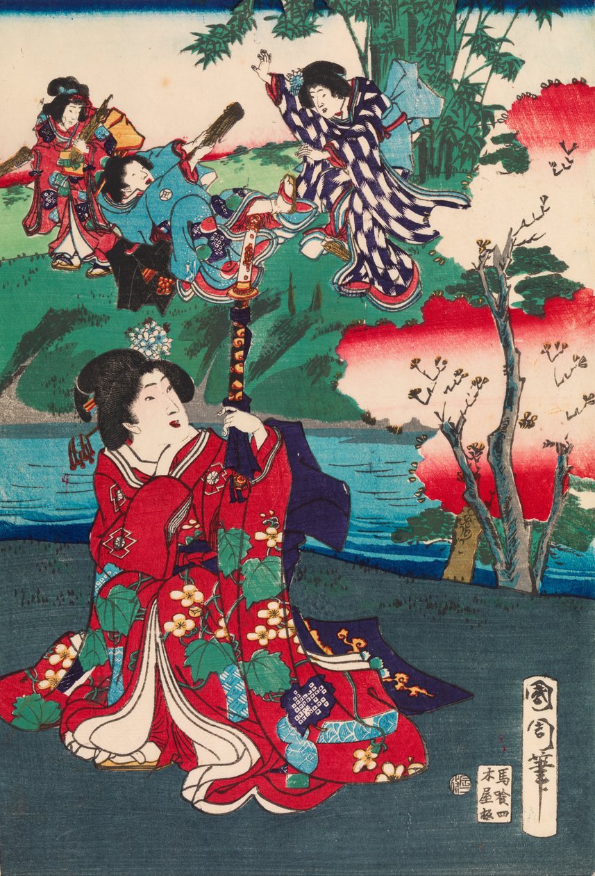 Opowieść o Genji autorstwa Toyohara Kunichika