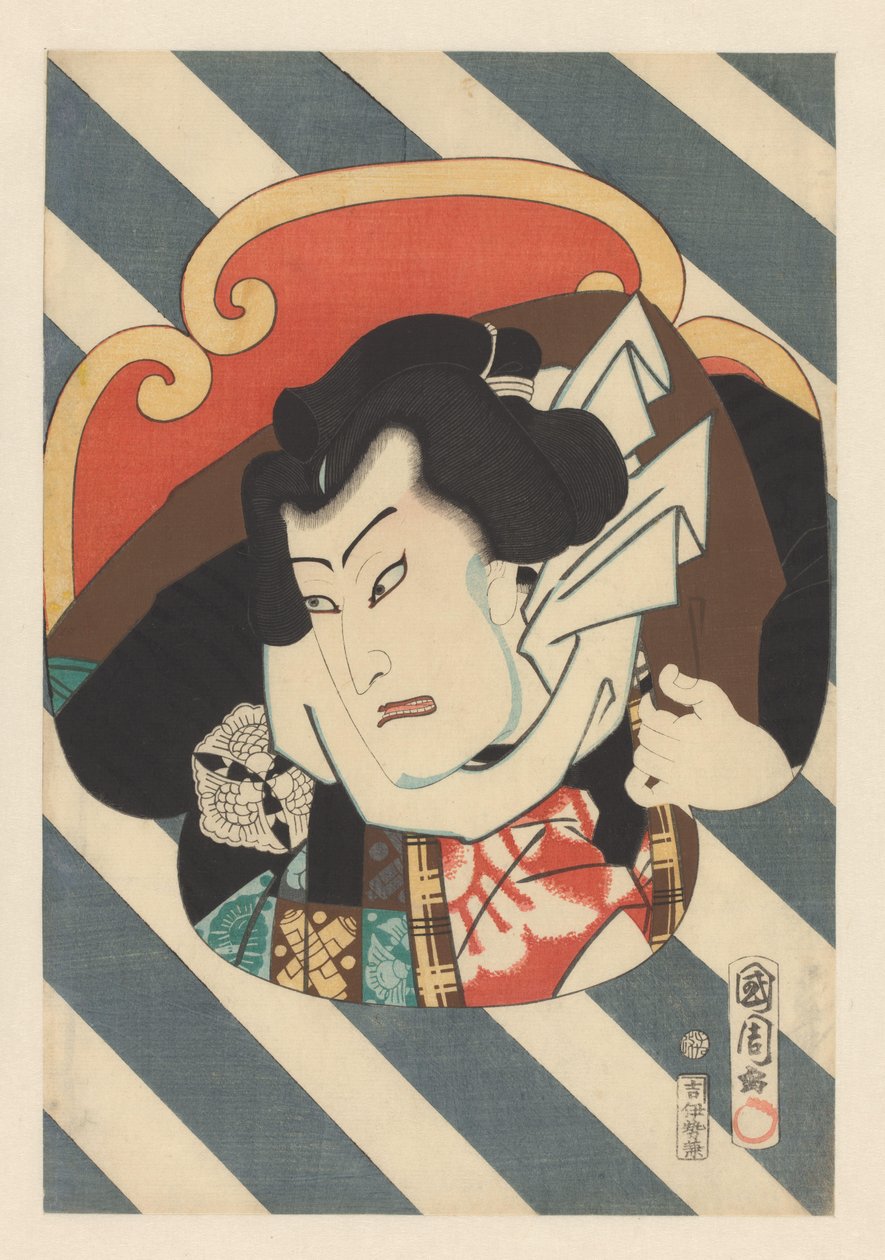 Portret zapaśnika sumo Nuregami Chôgorô autorstwa Toyohara Kunichika