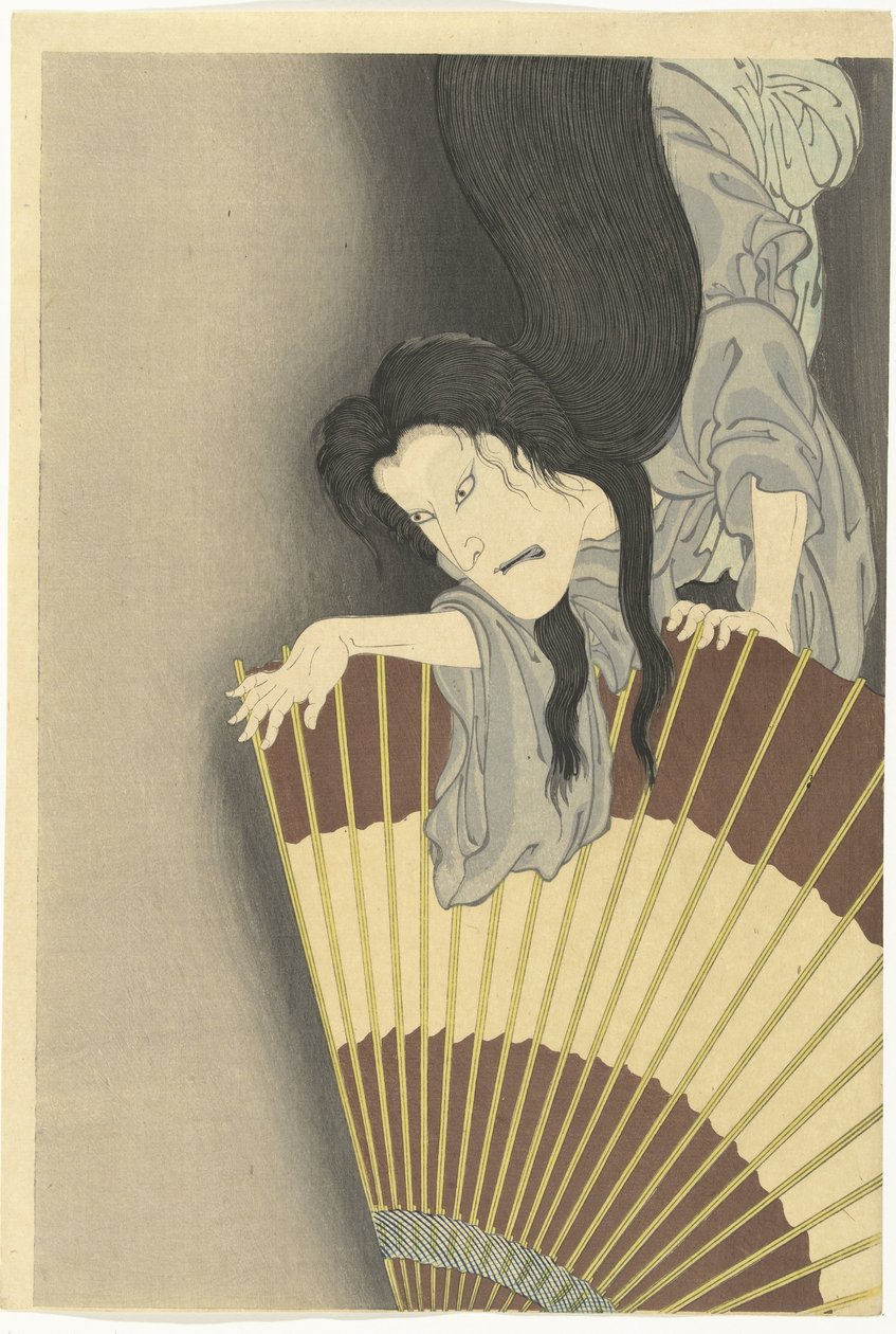Samuraj Aoyama i Duch Okiku autorstwa Toyohara Kunichika