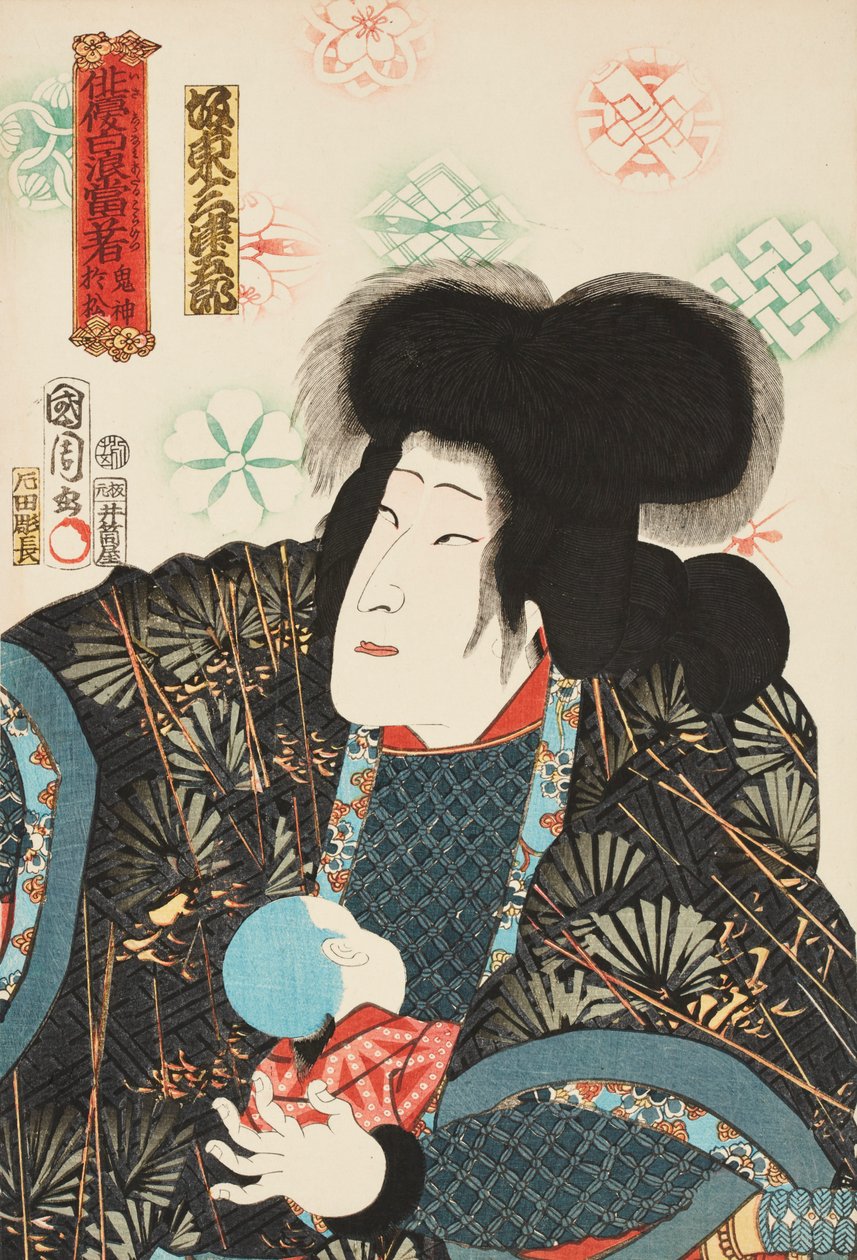 Aktor Bandō Mitsugorō jako zła Omatsu, Kijin Omatsu autorstwa Toyohara Kunichika