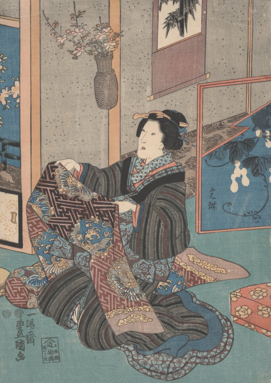 Pani trzymająca Obi autorstwa Utagawa Toyokuni