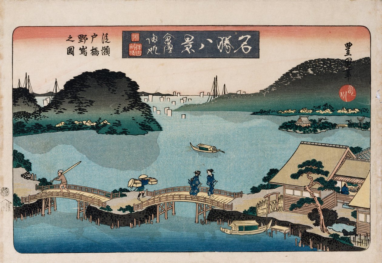 Zmierzch, Atami”, z cyklu „Osiem widoków znanych miejsc” autorstwa Toyokuni II