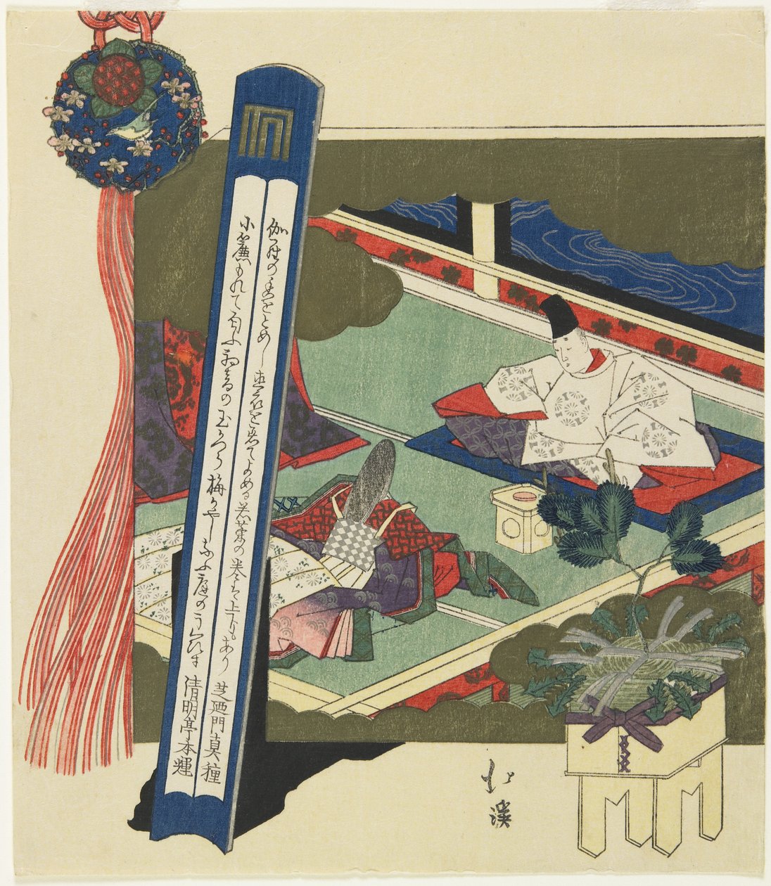 (Dwór szlachcic i dama w pokoju), 1799-1850 autorstwa Toyota Hokkei