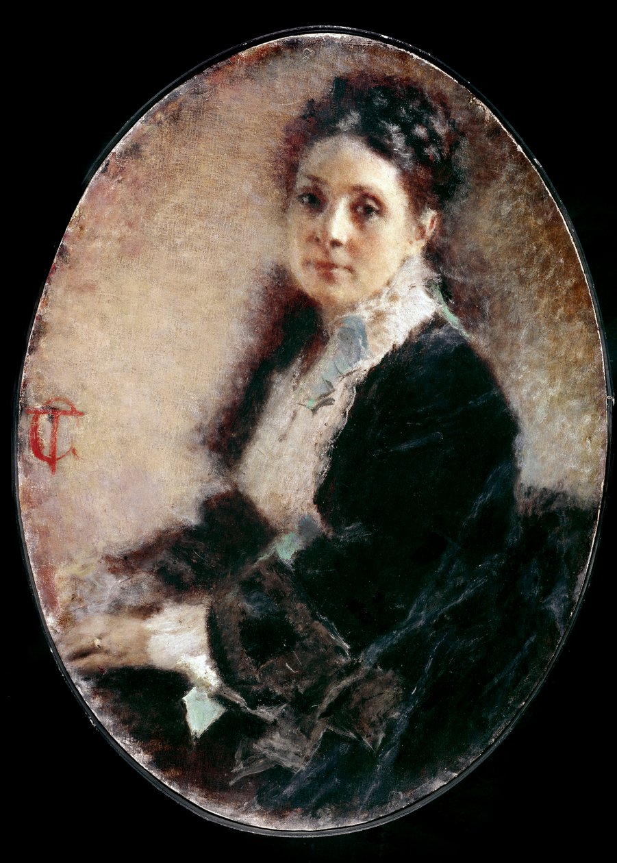 Portret Madame Deschamps. Obraz Tranquillo Cremona (1837-1878) autorstwa Tranquillo Cremona