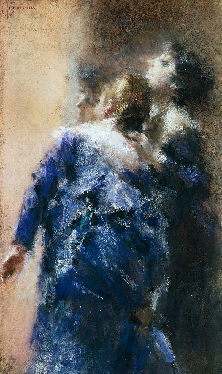 Ciekawskie damy, Tranquillo Cremona (1837-1878), akwarela na papierze, 50x32 cm. autorstwa Tranquillo Cremona