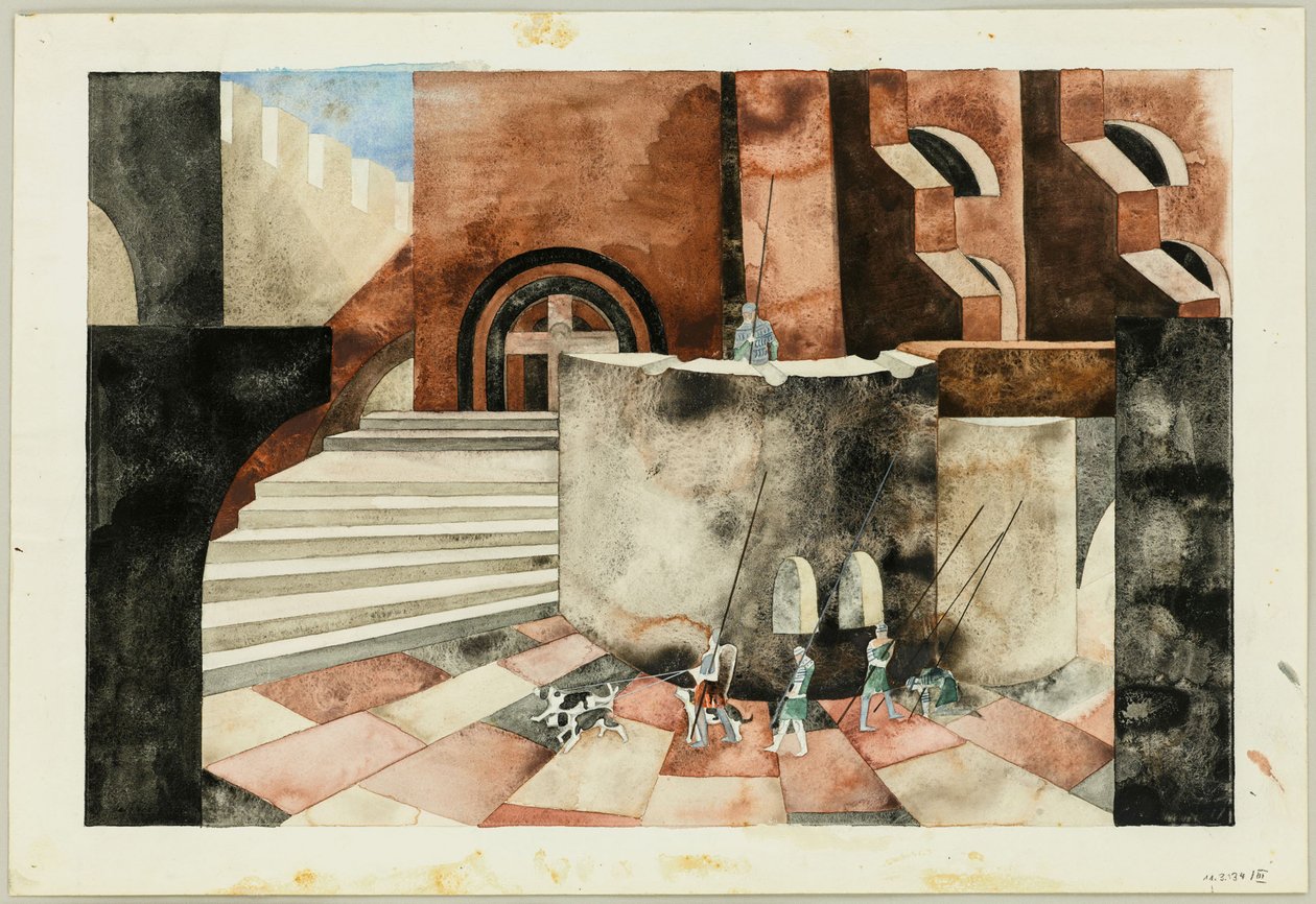 Scenografia do Tragedy Die Nibelungen autorstwa Friedricha Hebbela, ok. 1934. autorstwa Traugott Müller