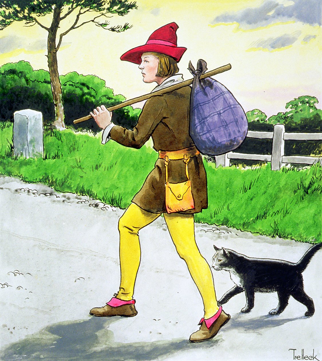 Dick Whittington (1358-1423) i jego kot, z "Peeps into the Past", wyd. ok. 1900 r. autorstwa Trelleek
