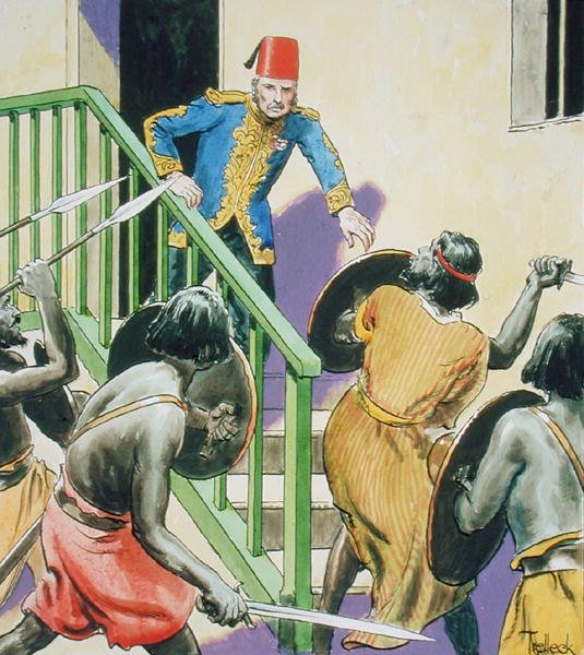 Generał Gordon (1833-1885) Bohater Chartumu, z „Zagląda w przeszłość”, opublikowany ok. 1900 (kolor lito) autorstwa Trelleek Trelleek