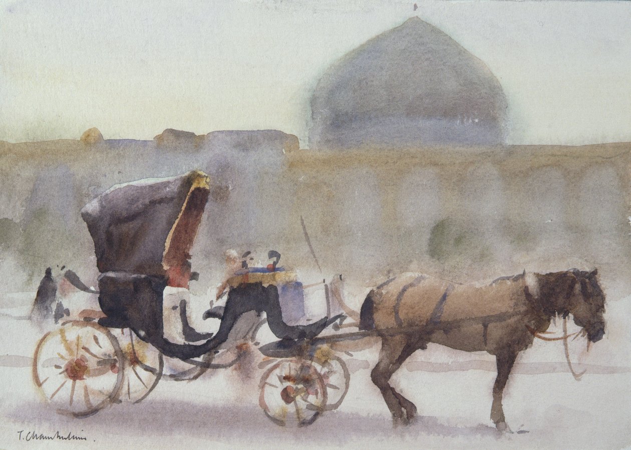 Horse and Carriage, Naghshe Jahan Square, Isfahan (wc na papierze) autorstwa Trevor Chamberlain
