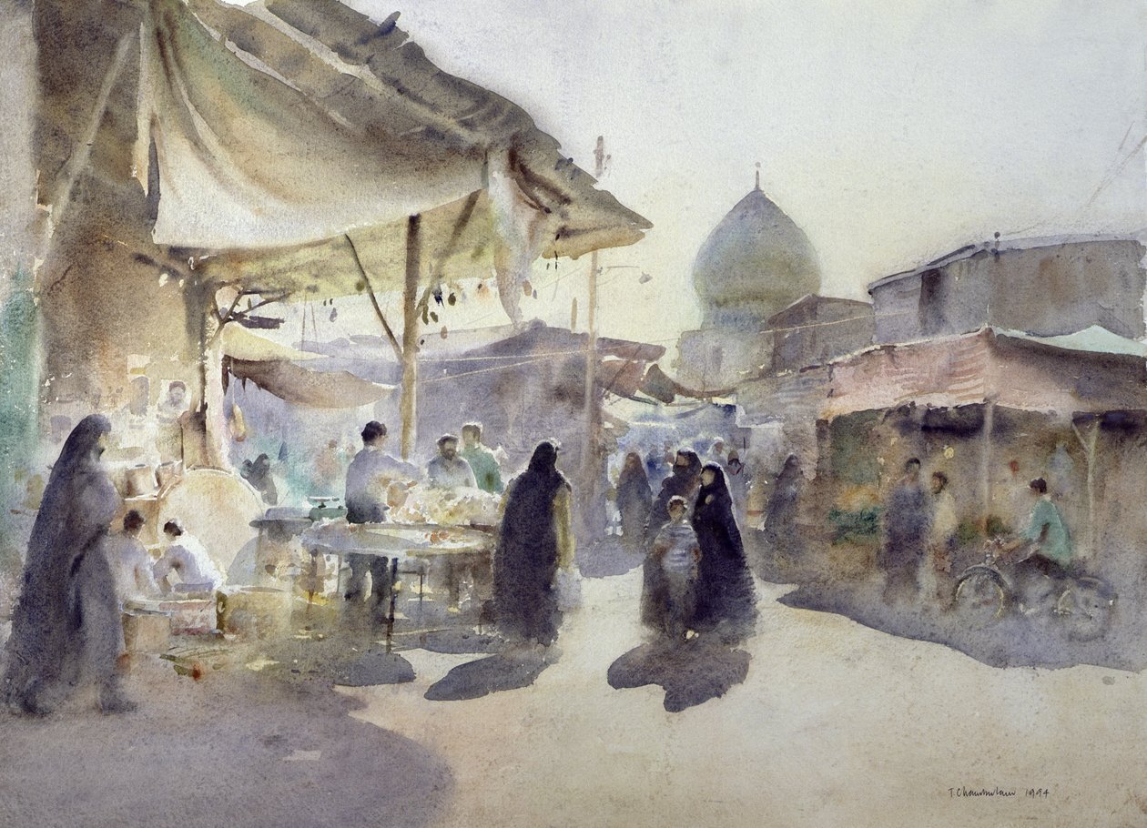 Światło i cień, Shiraz Bazaar, 1994 (wc na papierze) autorstwa Trevor Chamberlain