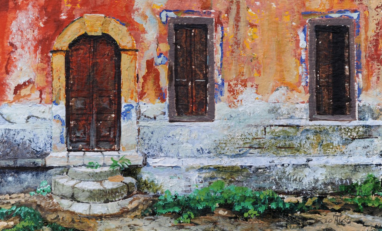 Doorway, Korfu, 2006 (olej na papierze) autorstwa Trevor Neal