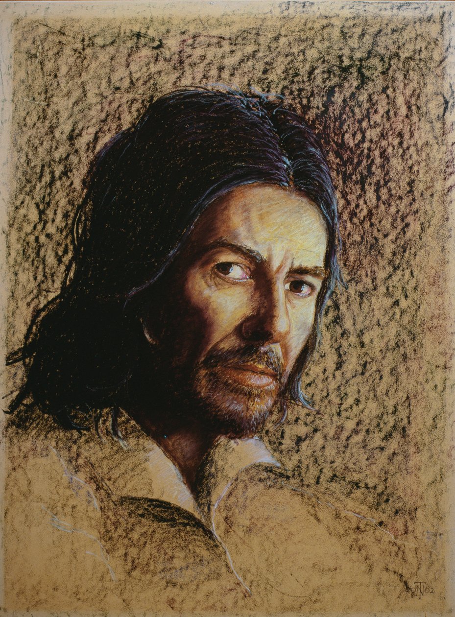 Harrison (1943-2002) (pastel olejny na płycie) autorstwa Trevor Neal