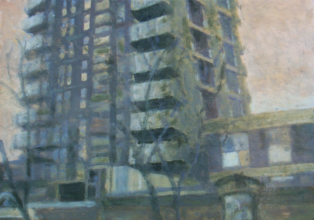 Miejsce do życia 19, 2011 (olej na sklejce) autorstwa Trevor Burgess