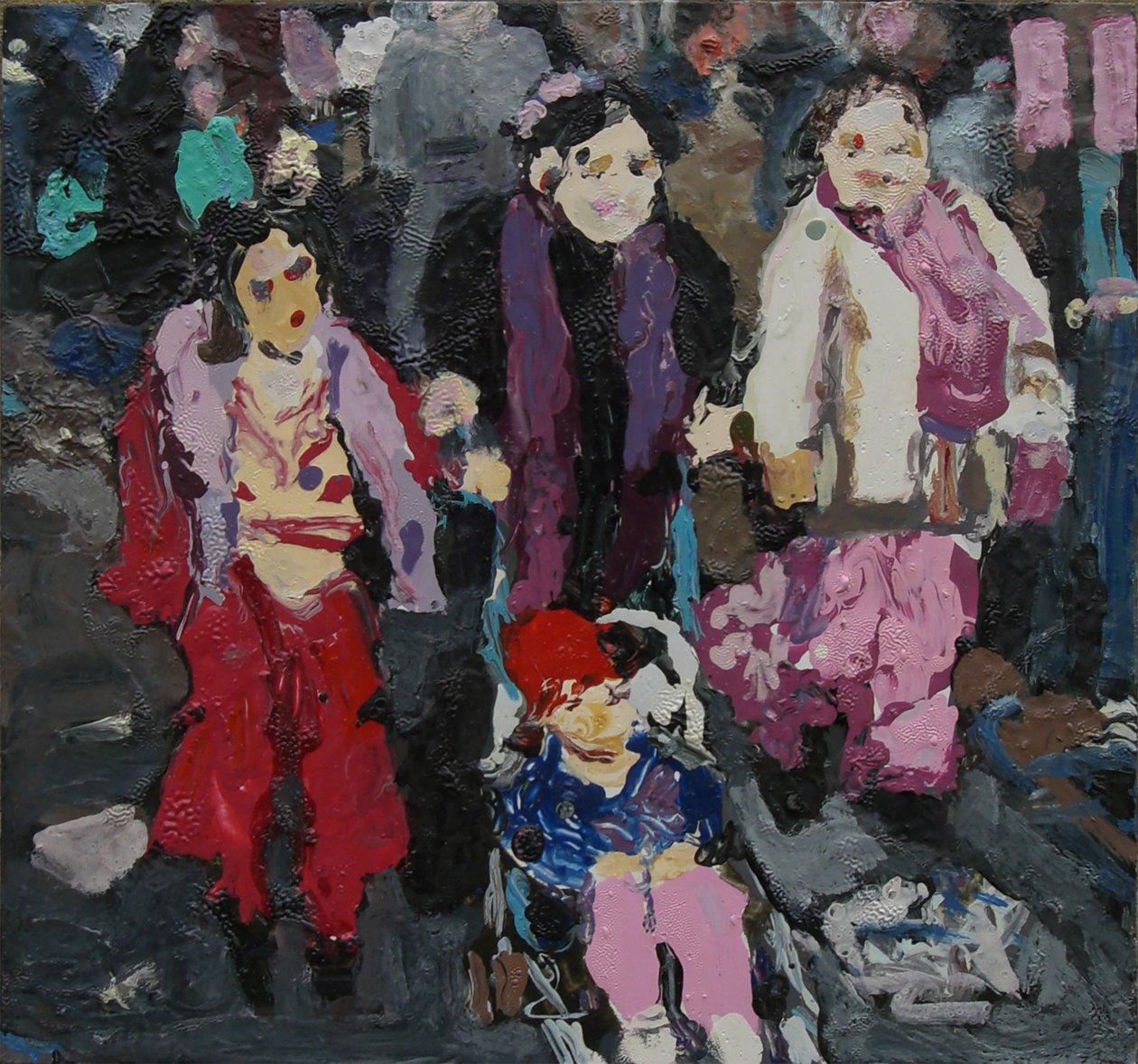 Rodzinne zakupy, 2004 (olej na płycie) autorstwa Trevor Burgess