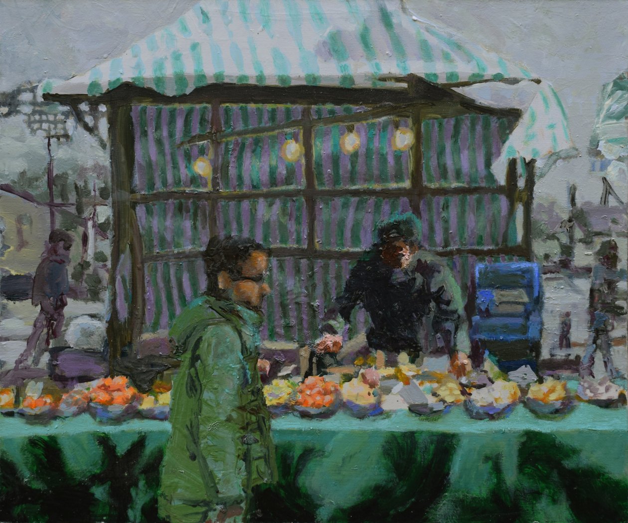 Stragan (Deptford), 2015 (olej na płótnie) autorstwa Trevor Burgess