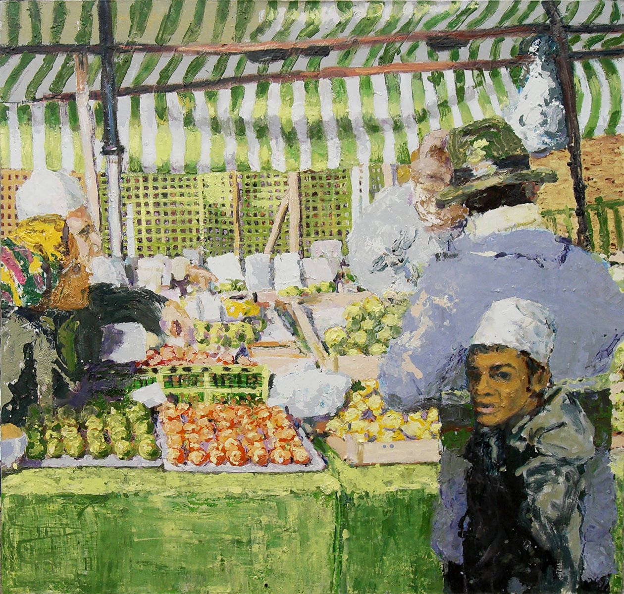 Stragan (Ridley Road, Londyn), 2003 (olej na płótnie) autorstwa Trevor Burgess