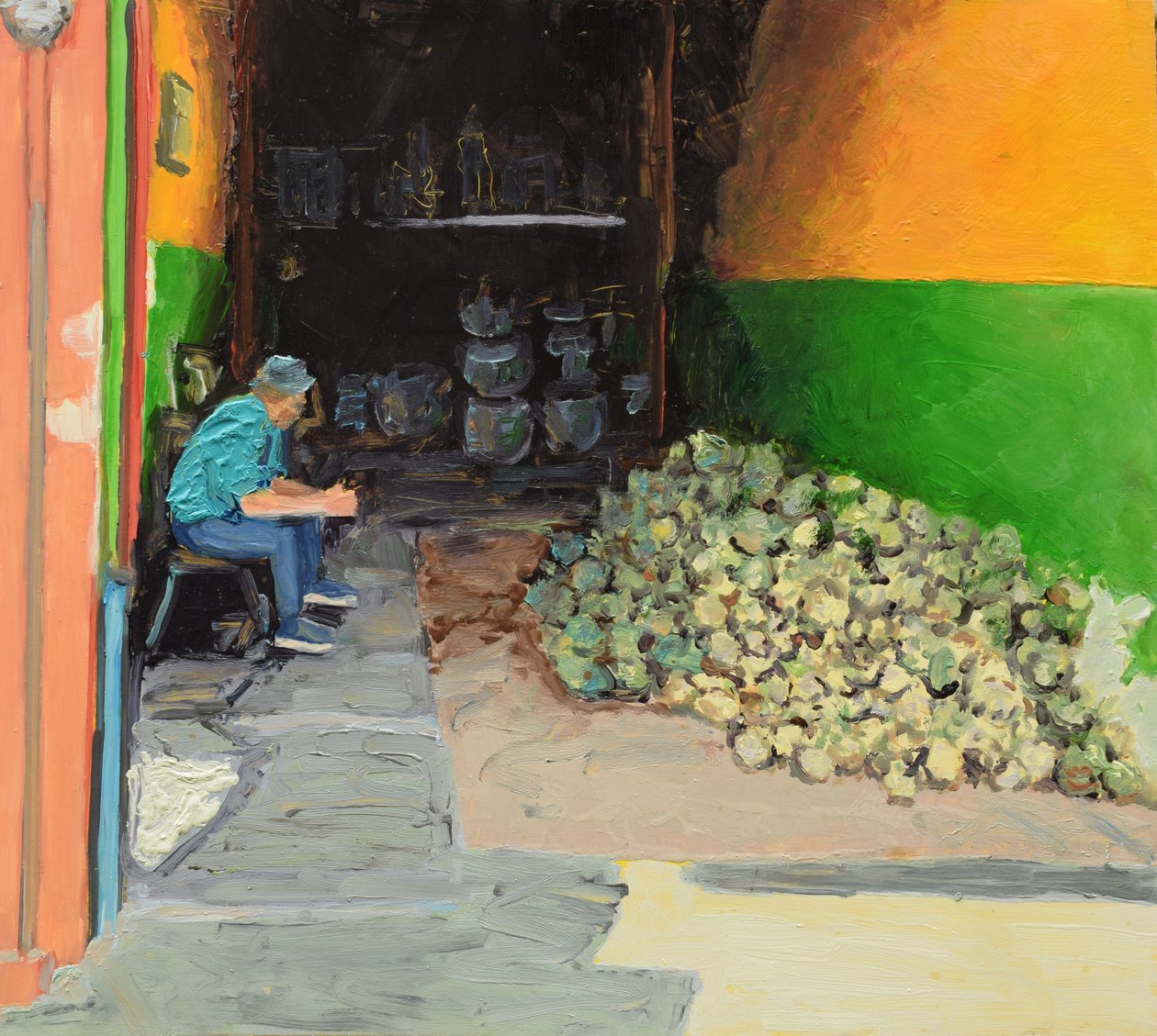 Trylogia ananasowa 1 (San José, Kostaryka), 2018 (olej na płycie) autorstwa Trevor Burgess
