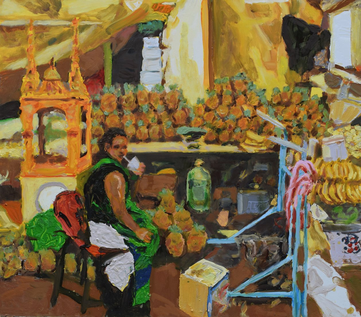 Trylogia ananasowa 2 (Mexico City), 2018 (olej na płycie) autorstwa Trevor Burgess