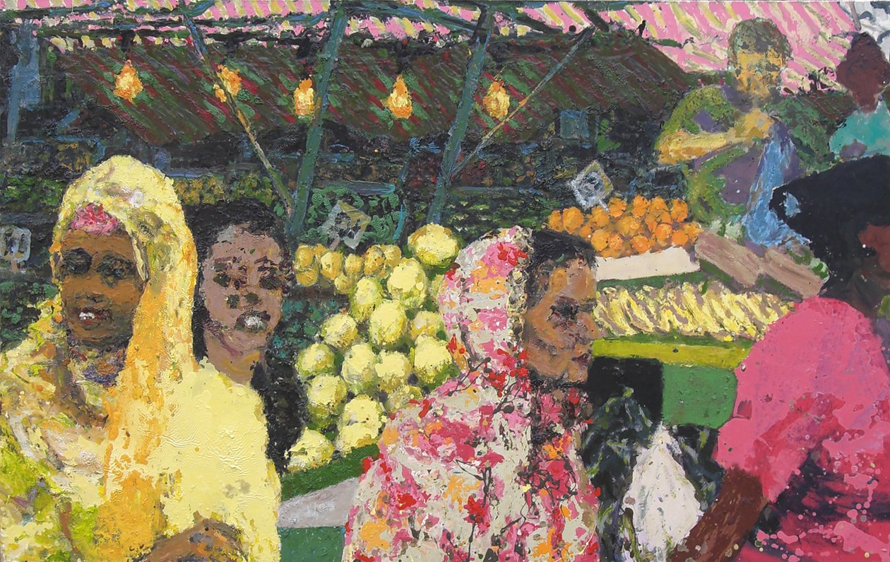 Ridley Road Market (Londyn), 2002 (olej na płótnie) autorstwa Trevor Burgess