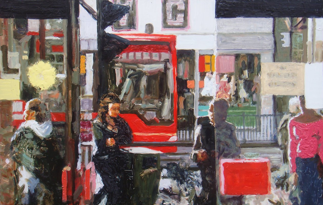 Drzwi sklepu, 2010 (olej na płycie) autorstwa Trevor Burgess
