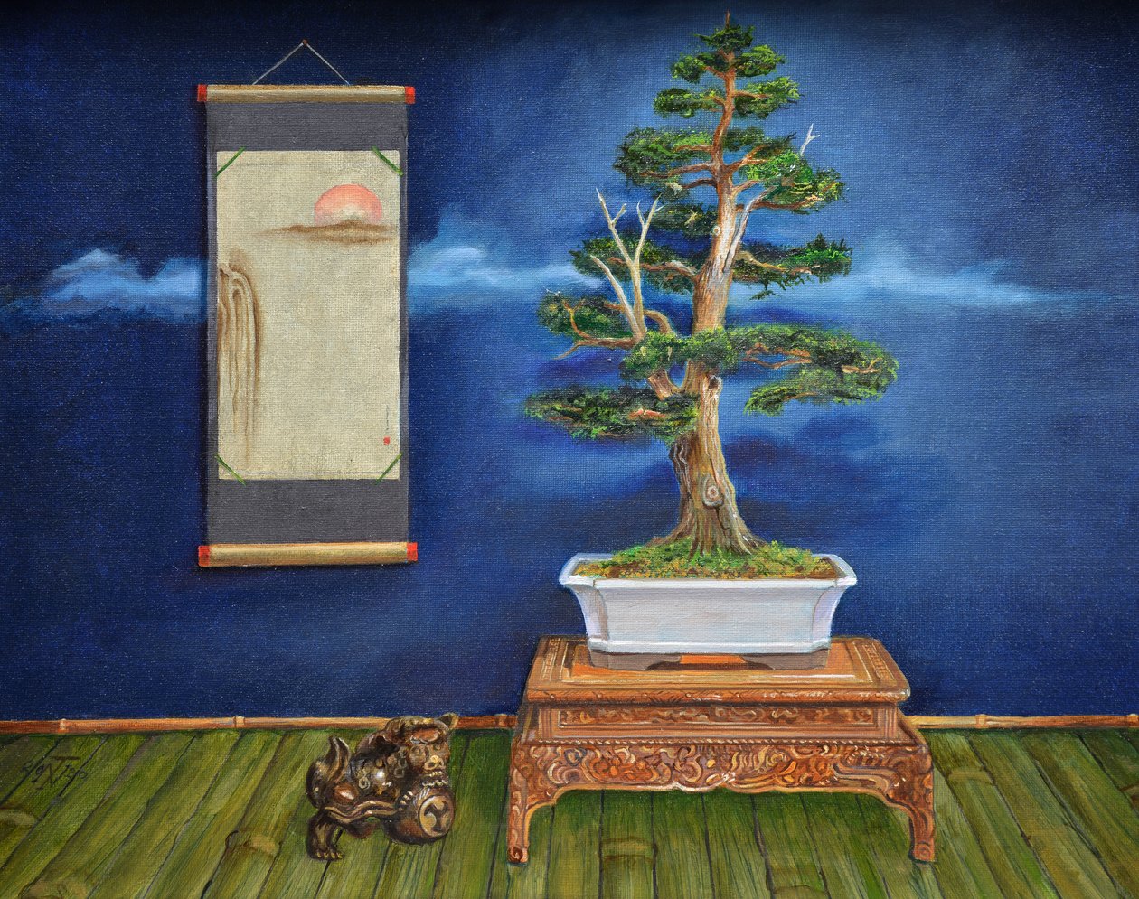 Bonsai, 2020 (olej na płótnie) autorstwa Trevor Neal