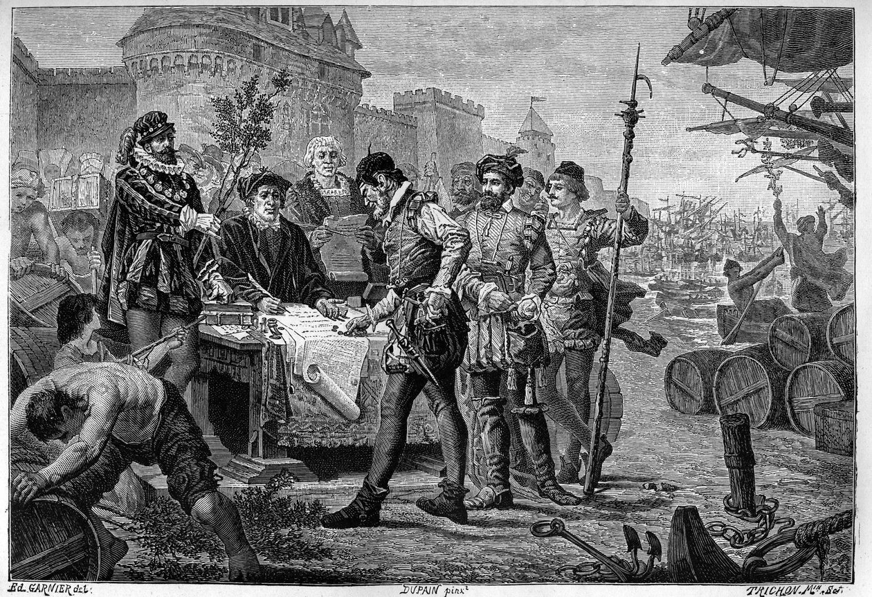 Uchwalenie dawnego prawa cyprysów w Bordeaux w 1453 r. Ryciny XIX w. wg rysunku Garniera Trichona. autorstwa Trichon (after)