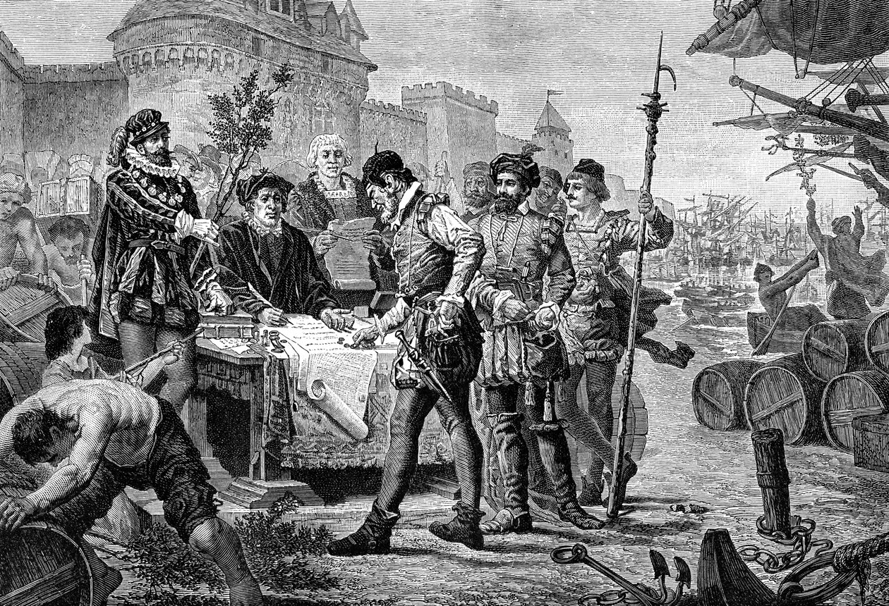Zapłata starożytnej opłaty za drzewo cyprysowe, Bordeaux, Francja, 1453 1882-1884 autorstwa Trichon