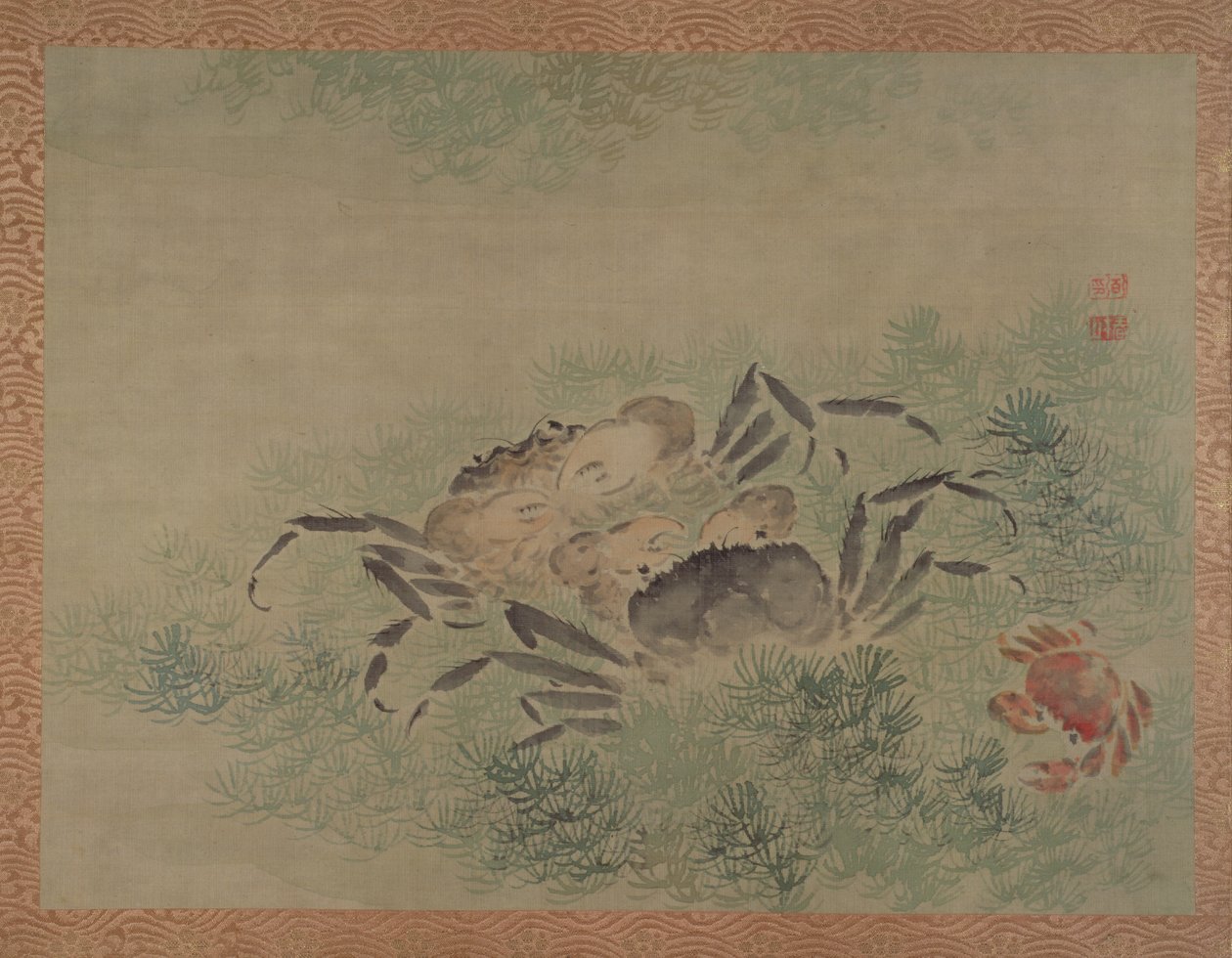 Kraby, 1851 (akwarela na jedwabiu) autorstwa Tsubaki Chinzan