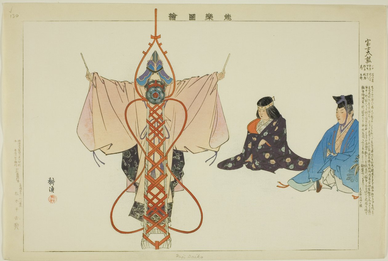 Fuji Taiko, z serii „Zdjęcia bez występów (Nogaku Zue)” autorstwa Tsukioka Kogyo