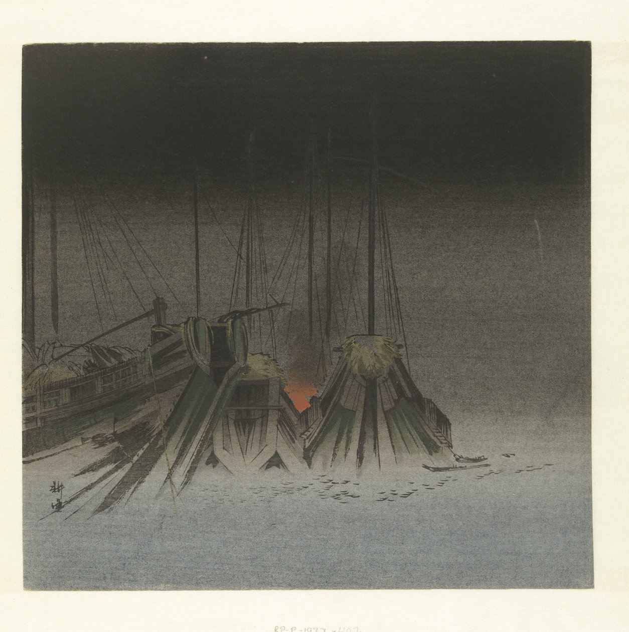 Statki w nocy autorstwa Tsukioka Kogyo