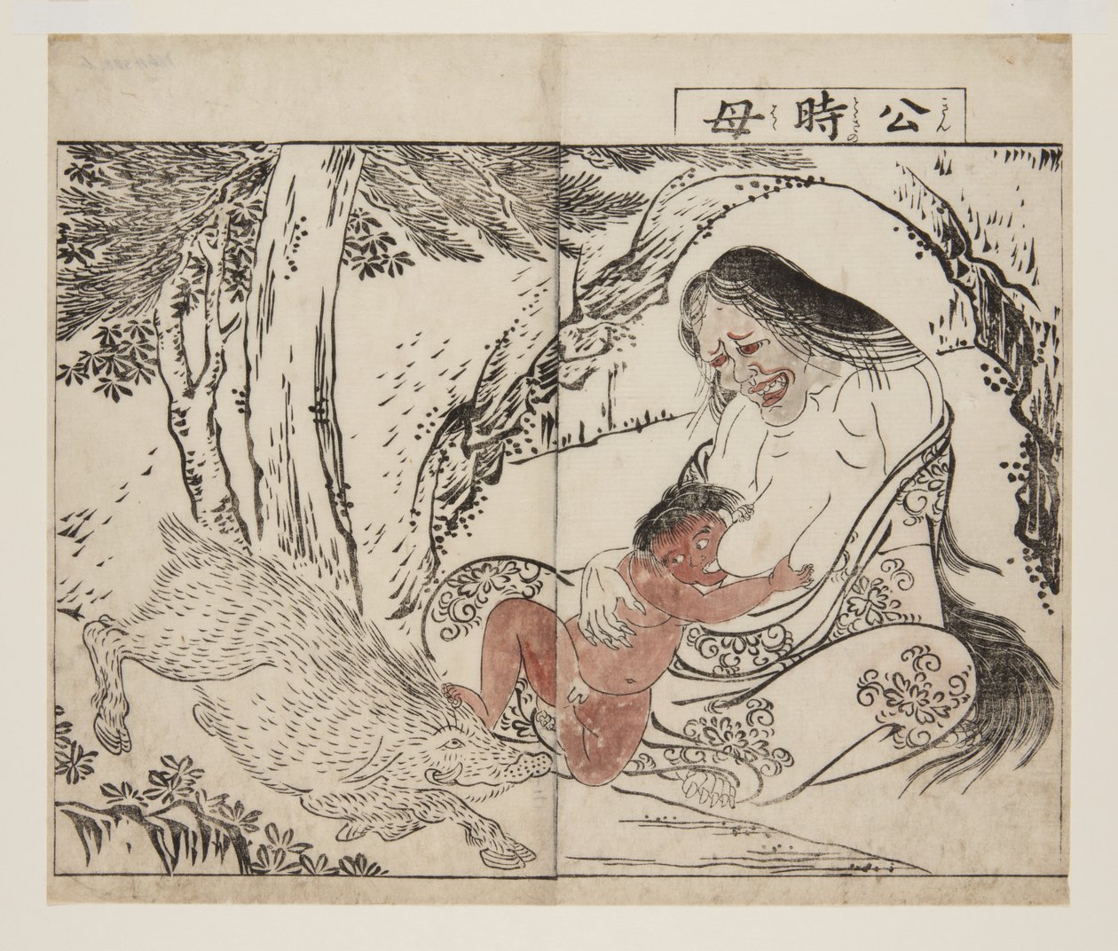 Mother of Kintoki (Kintoki no Haha) (kolorowy drzeworyt) autorstwa Tsukioka Settei