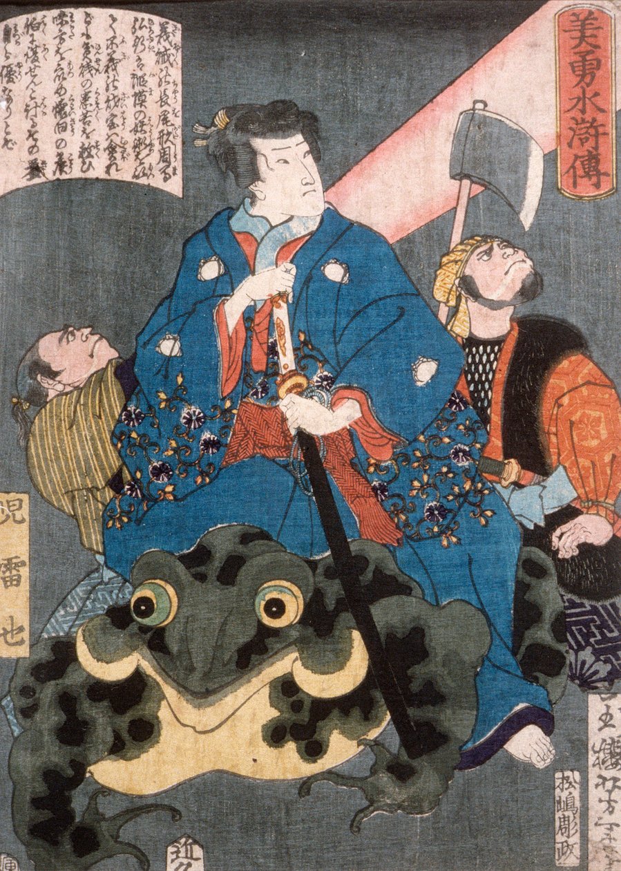 Jiraiya jadący na żabie autorstwa Tsukioka Yoshitoshi