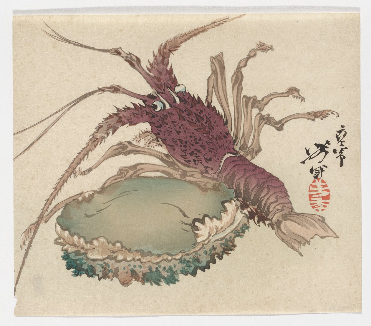 Homar i abalon autorstwa Tsukioka Yoshitoshi