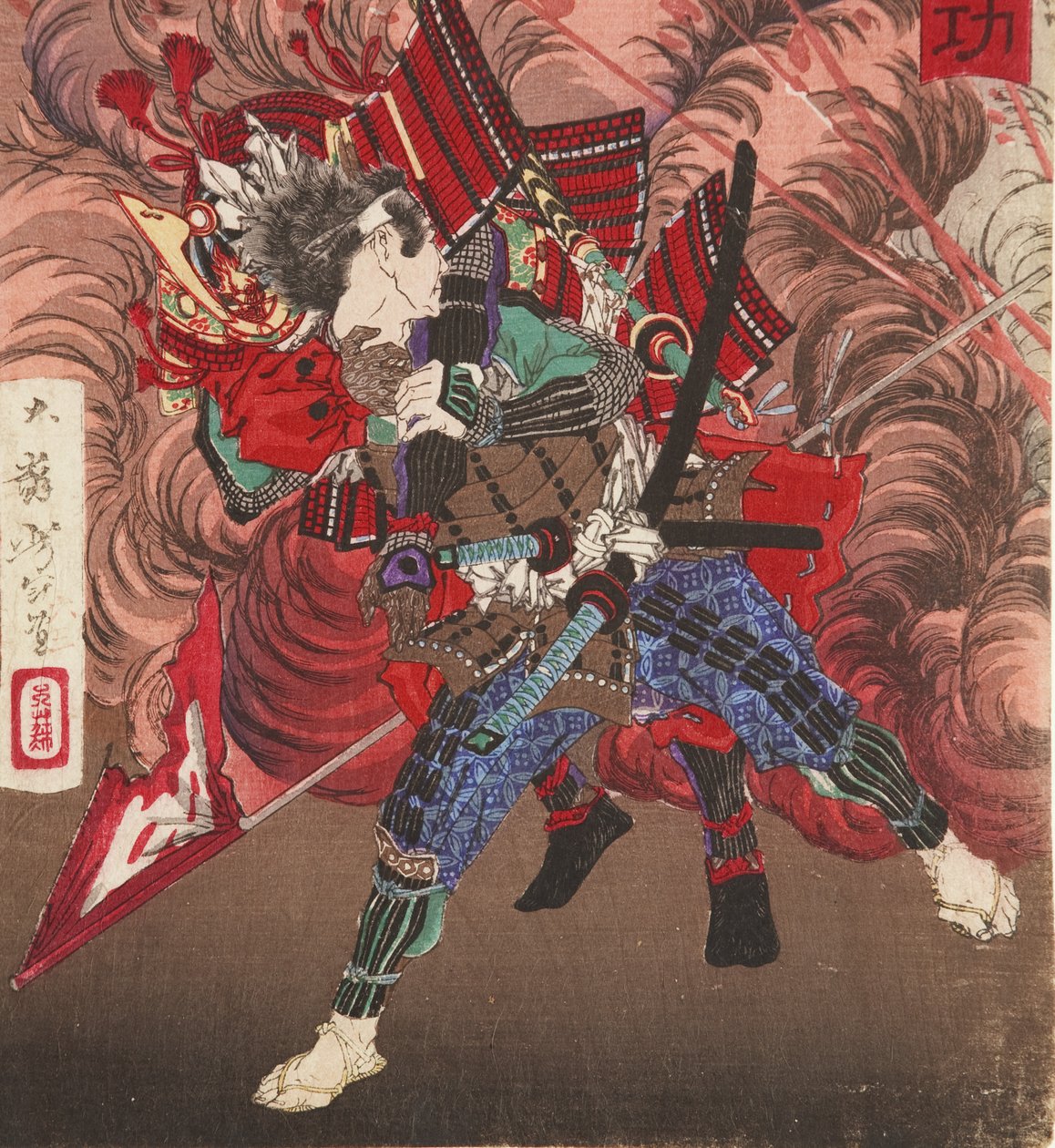 Hikozaemon Kokubo Les Quinn g Ieyasu Tokugawa Kara dźwiękowa te Fie LD, 1881 (DBock) autorstwa Tsukioka Yoshitoshi