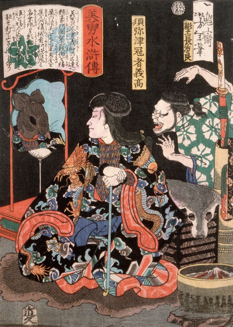 Shumitsu Kanja Yoshitaka als Ratte in einem Spiegel reflektierend autorstwa Tsukioka Yoshitoshi