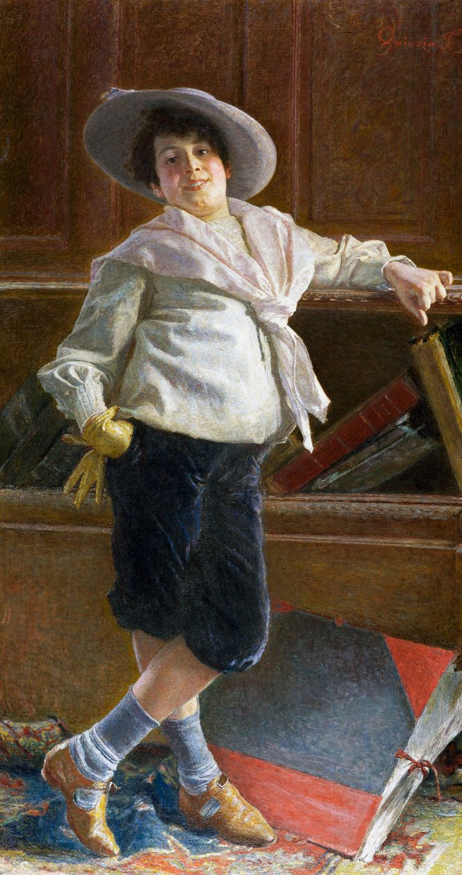 Portret młodzieńca, obraz Tullio Salvatore Quinzio (1858-1918), olej na płótnie, 80x100 cm autorstwa Tullio Salvatore Quinzio