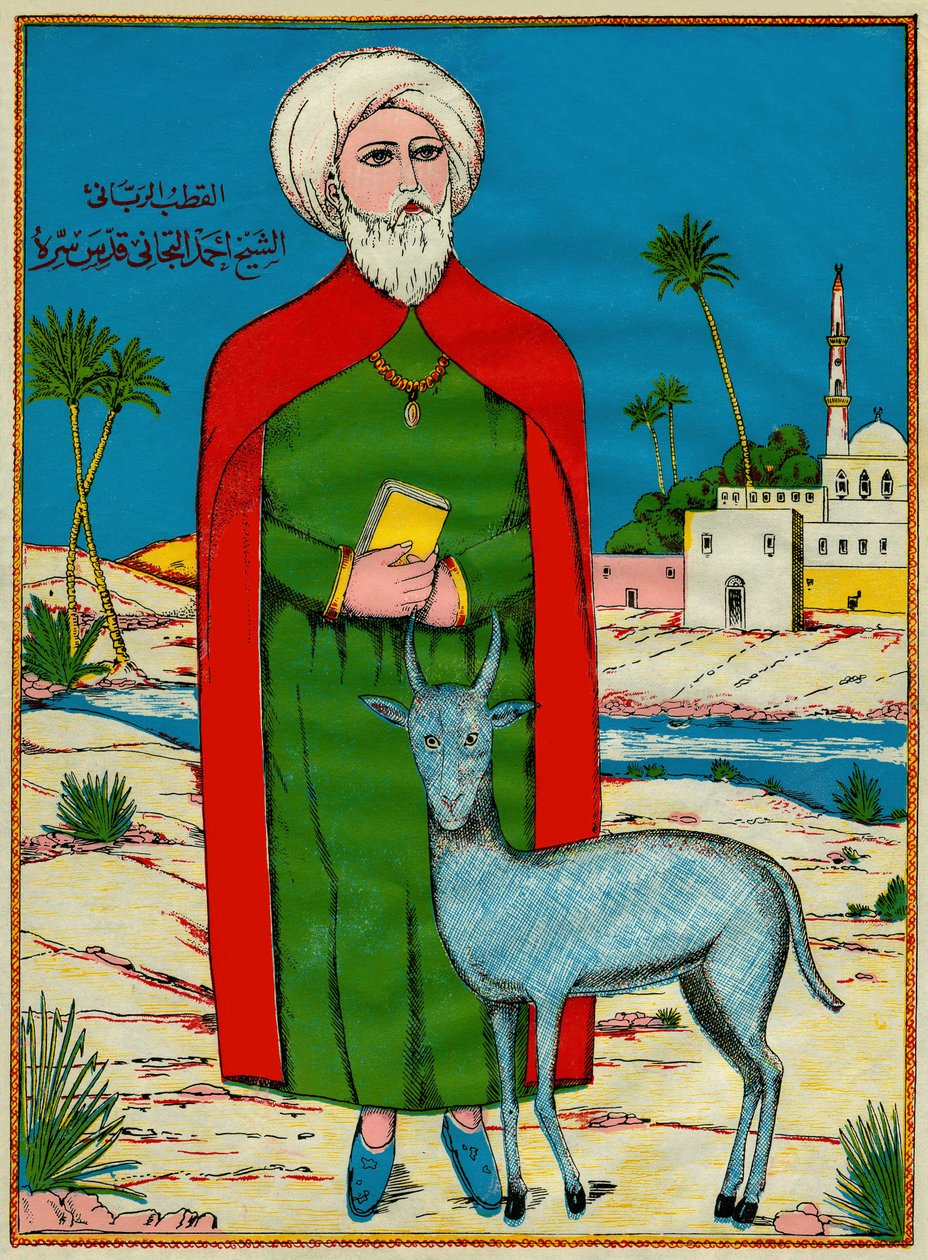 Szejk Sidi Ahmed al-Tijani, założyciel sunnickiej fabryki pokojowej Al-Tirania (Tijaniyya), w XVIII wieku. Popularne zdjęcia, Tunezja autorstwa Tunisian School