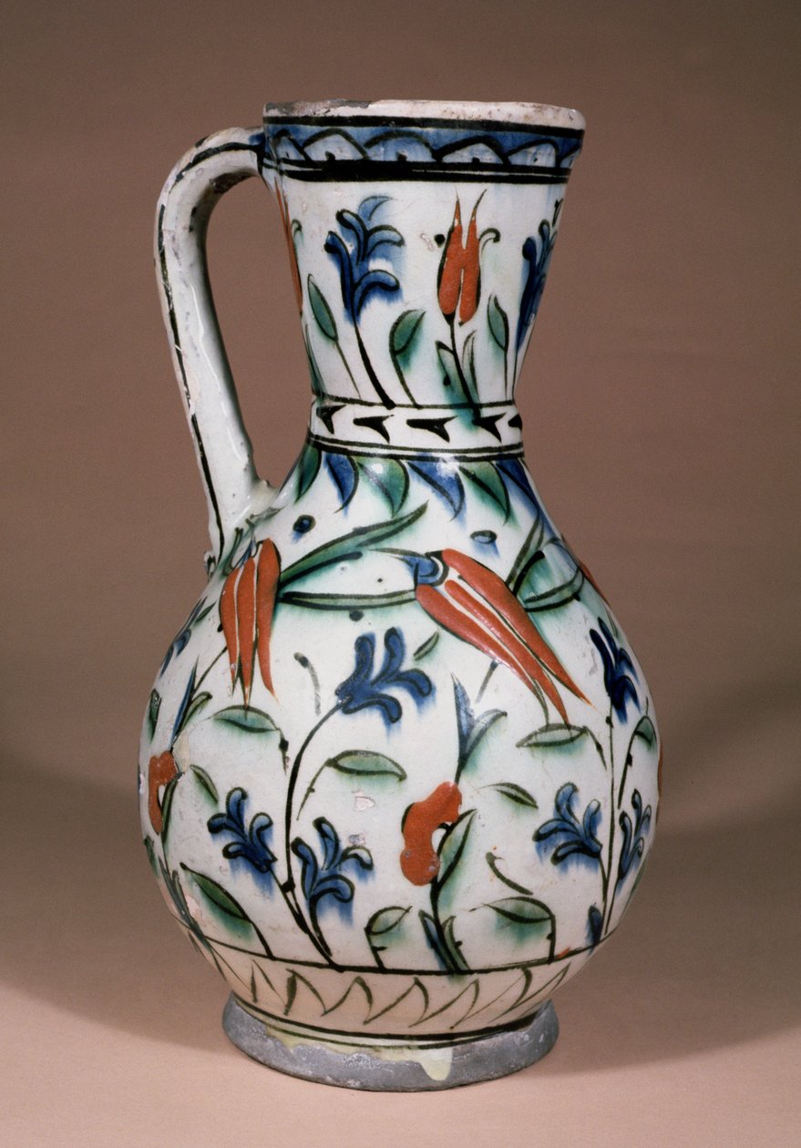 Dzbanek z Czerwoną Dekoracją, Iznik (ceramiczna) autorstwa Turkish School