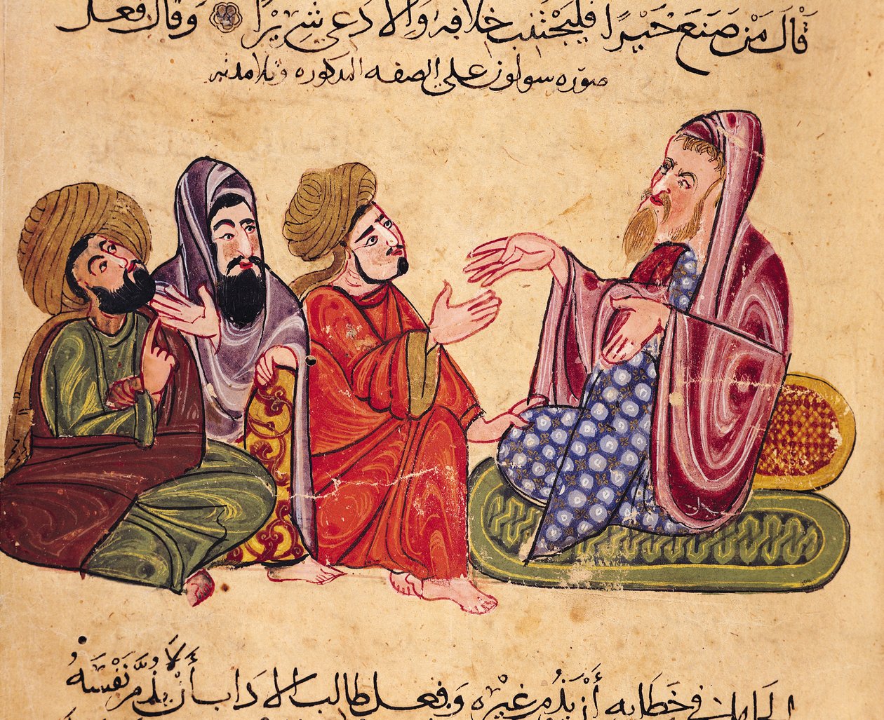 MS Ahmed III 3206 Solon (638-559 pne) Nauczanie, ilustracja z „Kitab Mukhtar al-Hikam wa-Mahasin al-Kilam” autorstwa Al-Mubashira (pióro i atrament i gwasz na papierze) autorstwa Turkish School
