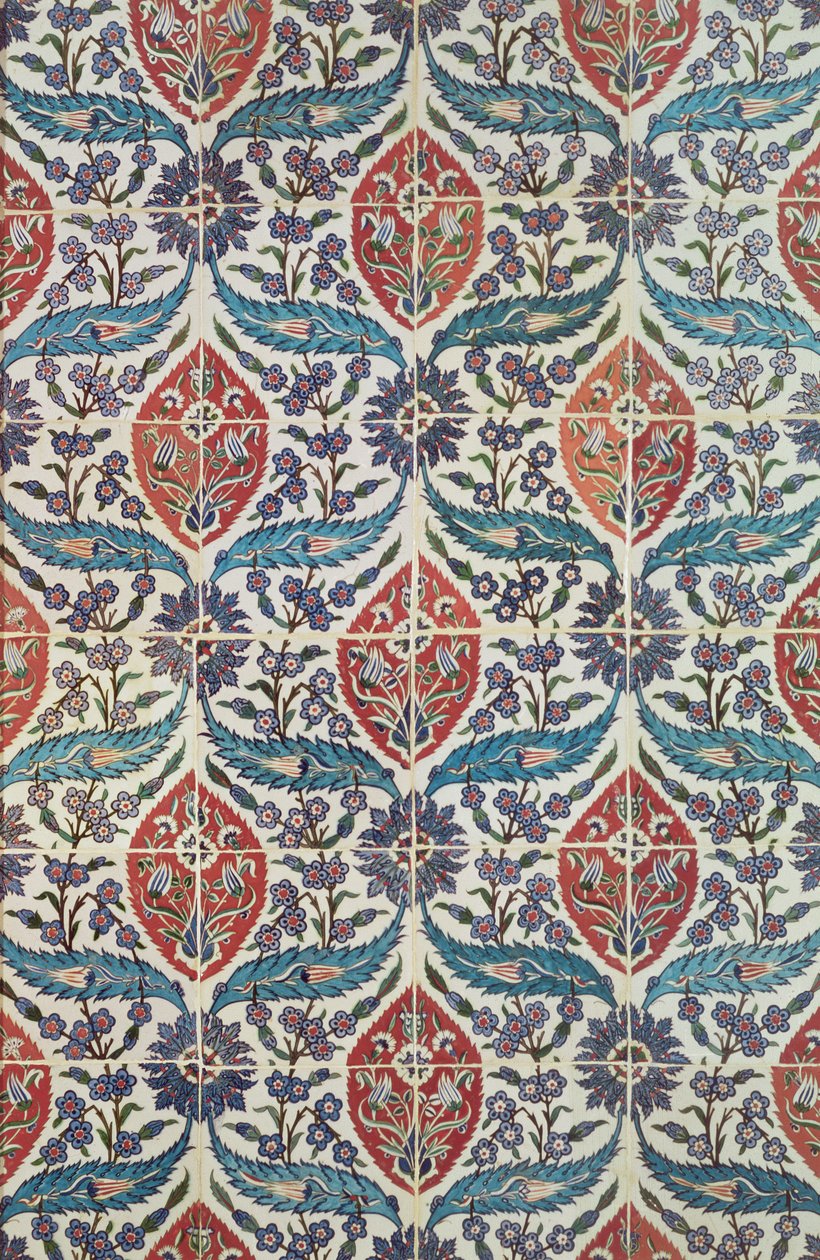 Panel płytek ceramicznych Isnik z łaźni Eyup Ensari, Istambuł, ok. 1550-1600 (ceramika) autorstwa Turkish School