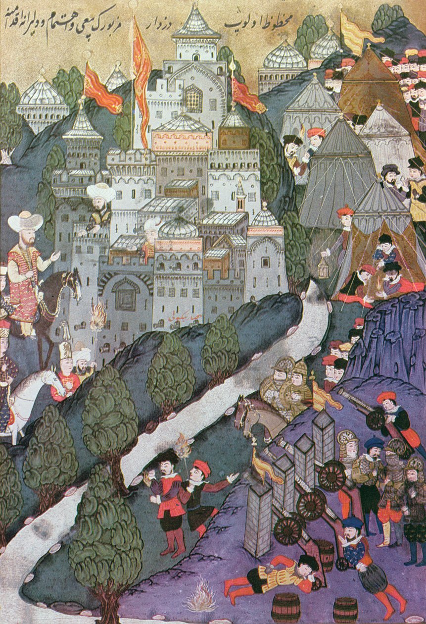 Bitwa pod Nikopolis, 25-28 września 1396, faksymile miniatury przechowywanej w Muzeum Topkapi w Stambule autorstwa Turkish School