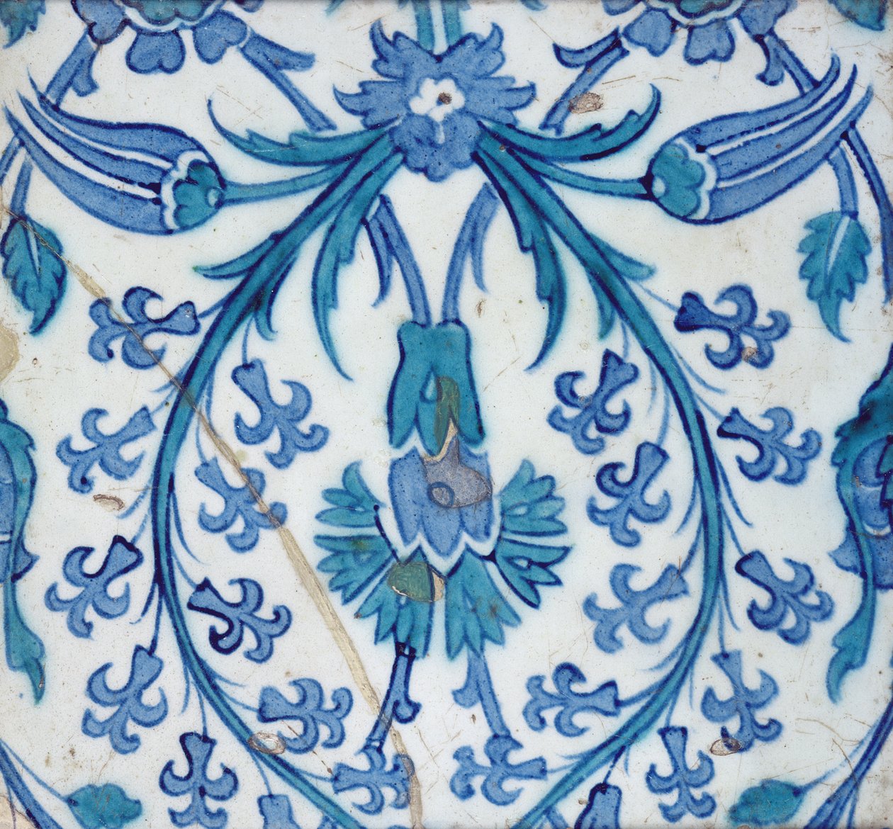 Płytka Iznik z motywem kwiatowym (ceramiczna z kolorową glazurą) autorstwa Turkish School