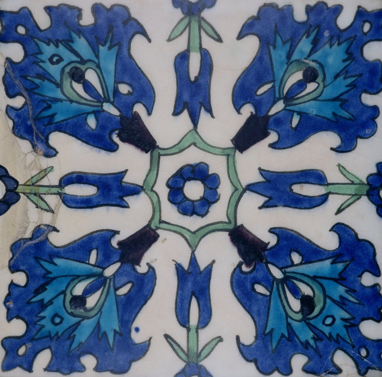 Płytka Iznik z motywem kwiatowym (ceramiczna z kolorową glazurą) autorstwa Turkish School